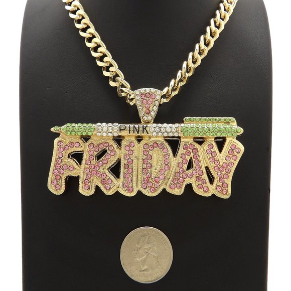 Nicki Minaj Pink Friday Pendant 9mm18" Cuban Chain - Picture 1 of 10